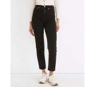 Madewell Womens Classic Straight Jeans in Lunar Wash Charcoal Black Size 25